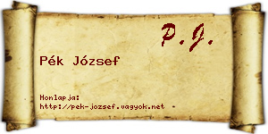 Pék József névjegykártya